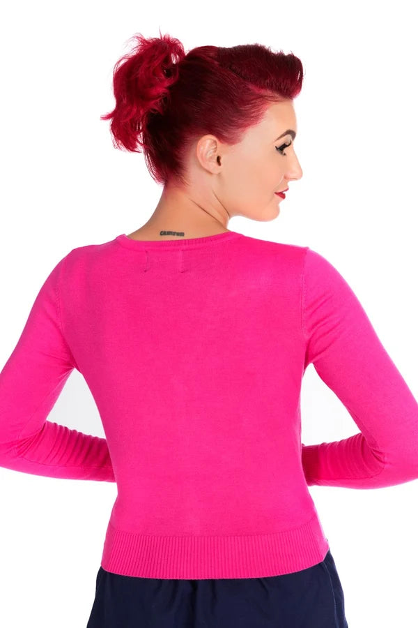 0103 Long Stem Rose Cardigan in Pink