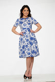 20560 White Blue Chinadoll Swing Dress