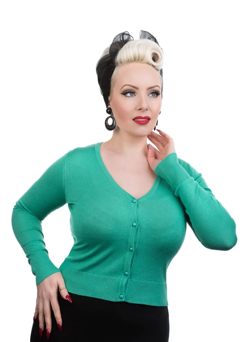 0101 Green V Neck Cardigan