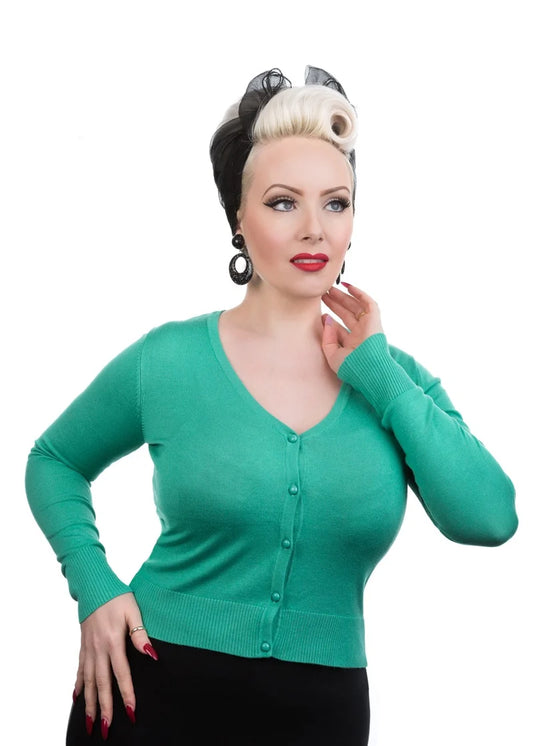 0101 Green V Neck Cardigan