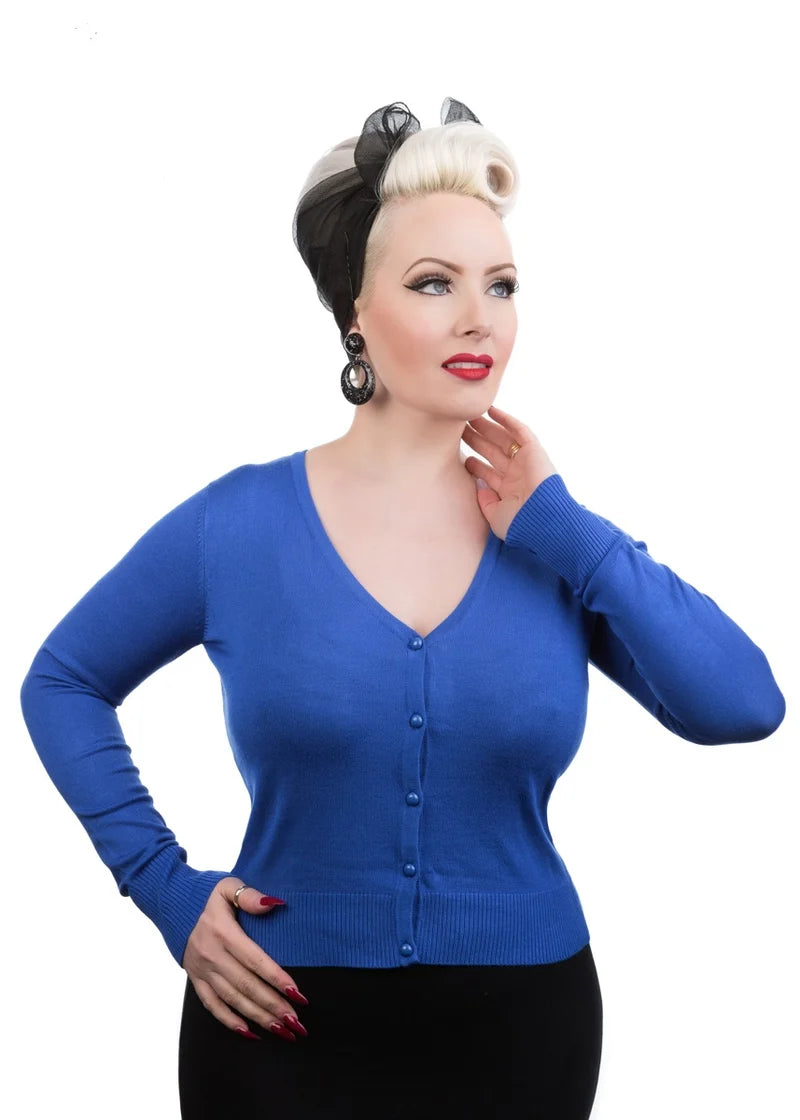 0101 Navy Blue V Neck Cardigan