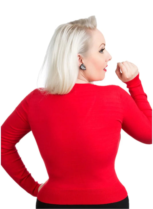 0101 Red Rose V Neck Cardigan