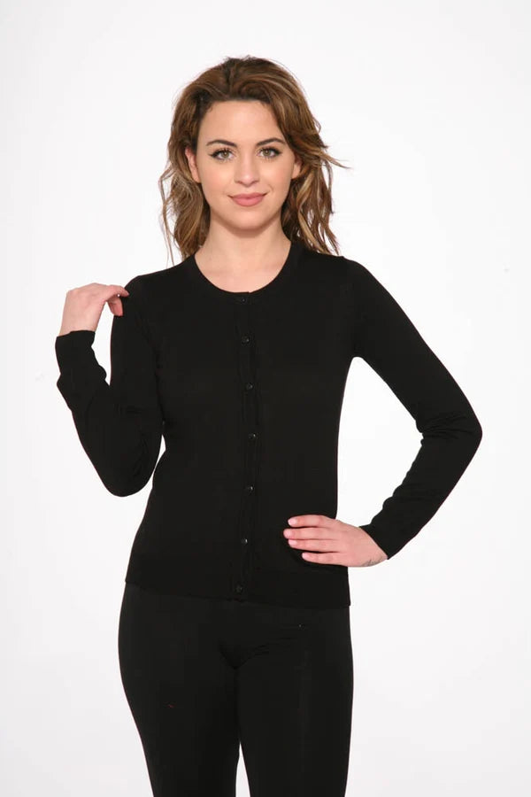 0202 Black Crewneck Cardigan
