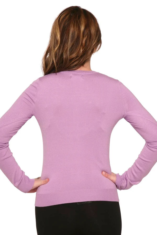 0202 Crewneck Cardigan in Lavender