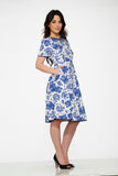 20560 White Blue Chinadoll Swing Dress