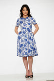20560 White Blue Chinadoll Swing Dress