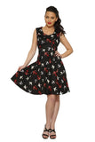 3231 Nellie Dress in Black Sunken Swallows Print