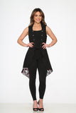 34020 Black Floral Vest Back Split