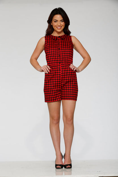 40230 Black Red Checkmate Romper