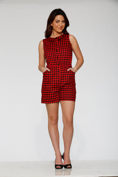 40230 Black Red Checkmate Romper
