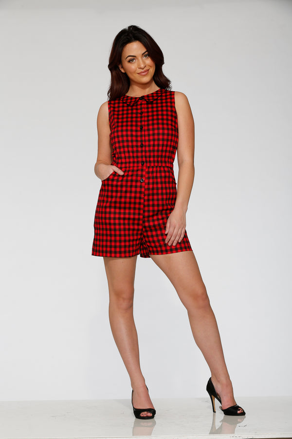 40230 Black Red Checkmate Romper