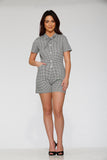 40230 White Black Gingham Romper