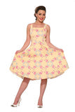 3466 Flamingo Love Sundress in Yellow